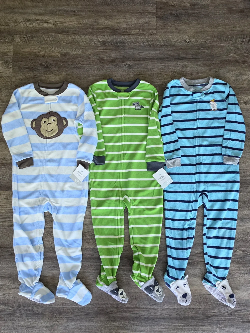 3 NEW Carters Fleece Pajamas -4T